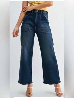 Just Black Dark Blue Wide Leg Flare Jeans
